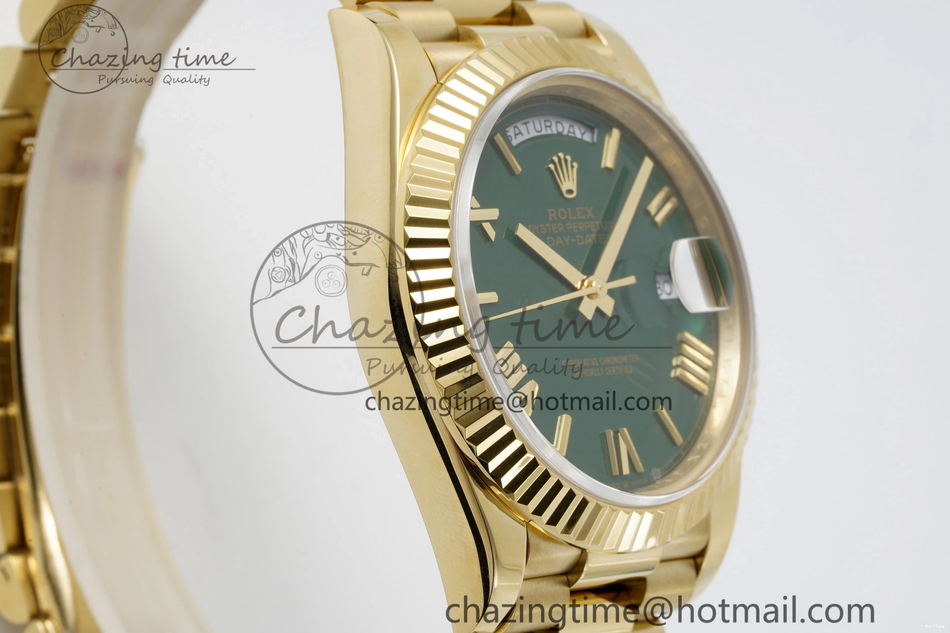 MiroTime 1229 Day Date 40 228238 YG JDF 1:1 Best Edition Green Dial on YG Bracelet VR EyeCatching 2245